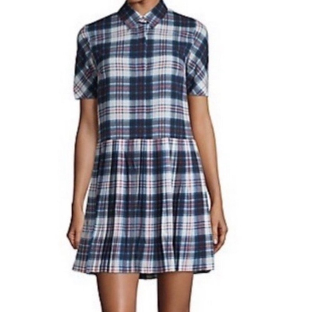 Sandro Paris Rebell Pleated Tartan Dress